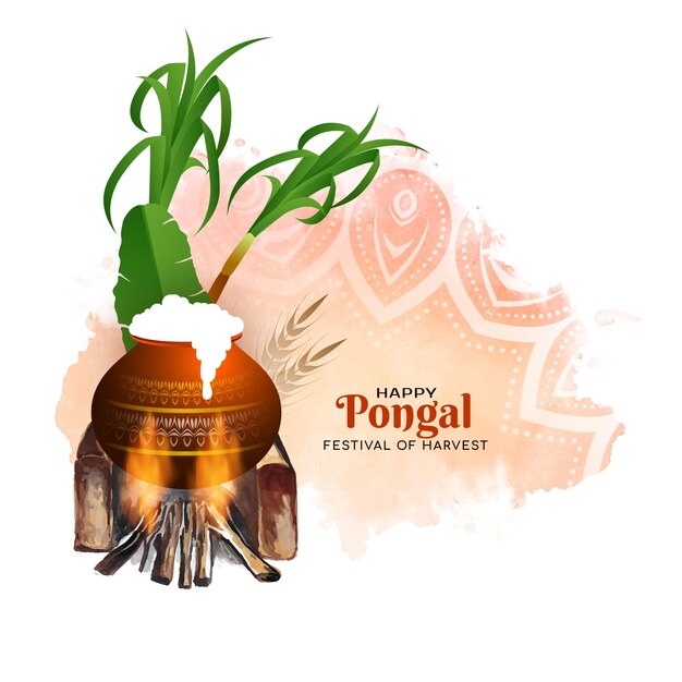 Feliz Pongal diseño de fondo del festival de prosperidad cultural indio
