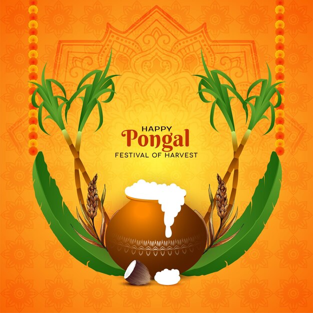 Feliz Pongal El fondo de la celebración del festival de la cosecha indio
