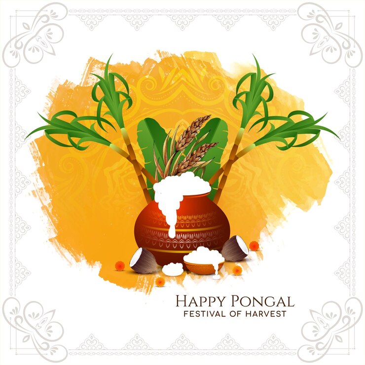Vector gratuito feliz pongal fondo de saludo del festival religioso del sur de la india