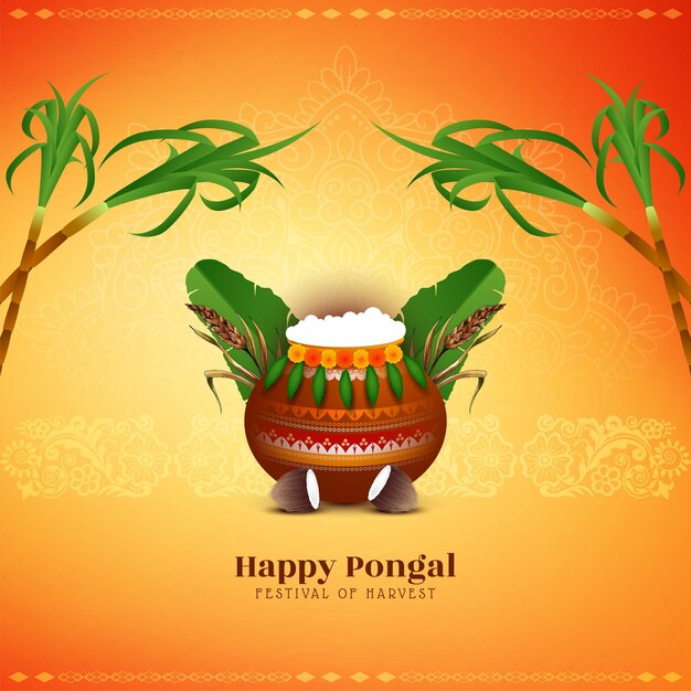 Feliz Pongal trasfondo de saludo del festival tradicional indio