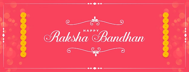 Feliz raksha bandhan elegante pancarta rosa