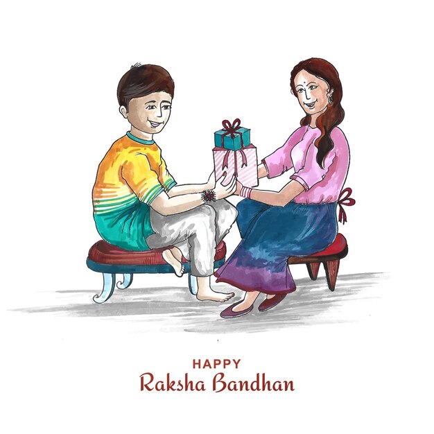Feliz raksha bandhan festival celebración tarjeta acuarela fondo