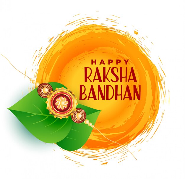 Feliz raksha bandhan saludo diseño con hojas