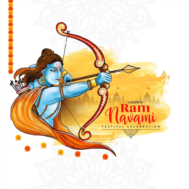 Vector gratuito feliz ram navami celebración del festival indio fondo decorativo