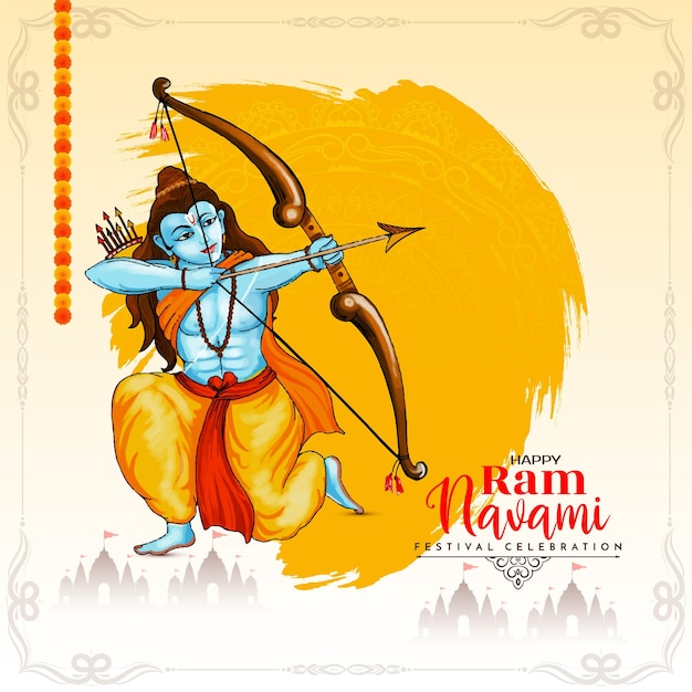 Vector gratuito feliz ram navami diseño de la tarjeta del festival cultural indio