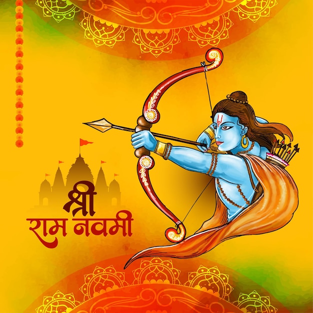 Vector gratuito feliz ram navami festival indio de fondo decorativo elegante