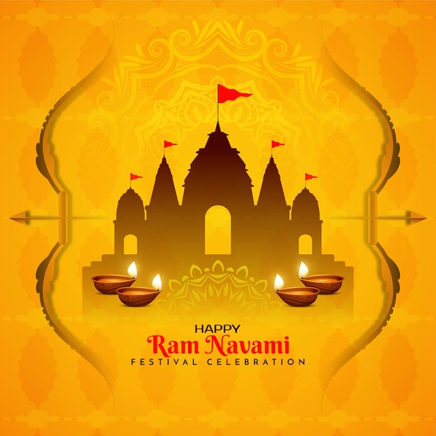 Feliz Ram Navami festival tradicional celebración vector de fondo