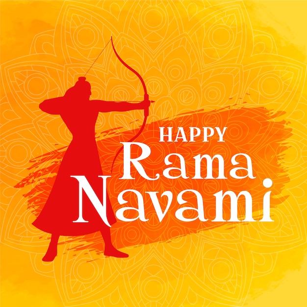 Feliz ram navami con silueta de arquero