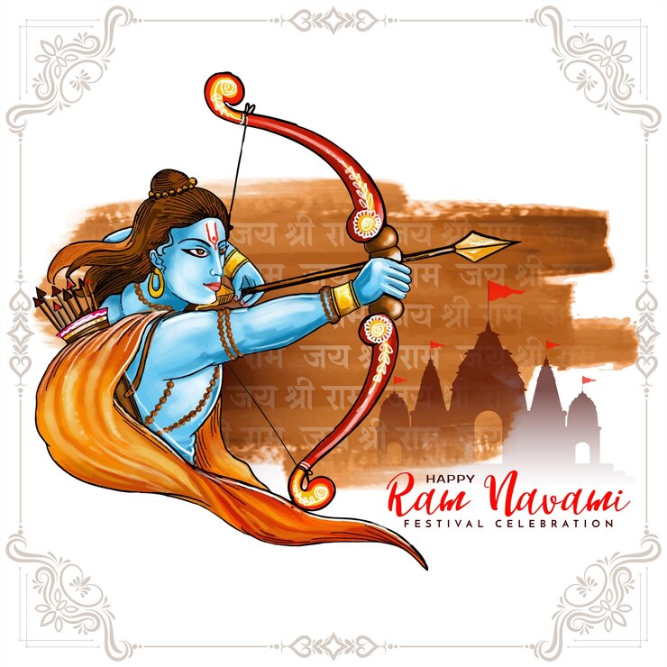 Vector gratuito feliz ram navami tradicional festival hindú de fondo elegante