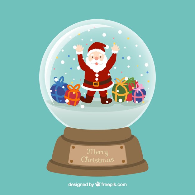 Feliz Santa dentro de una bola de cristal