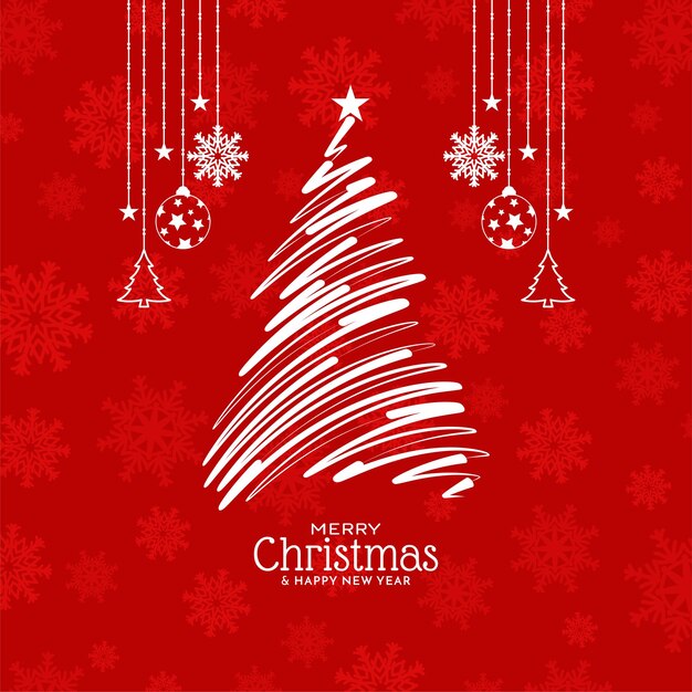 Feliz tarjeta de celebración del festival de Navidad con diseño moderno de árbol