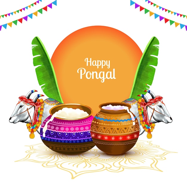 Vector gratuito feliz tarjeta de celebración del festival de pongal