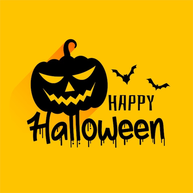 Feliz tarjeta espeluznante de miedo de halloween con murciélagos y calabazas