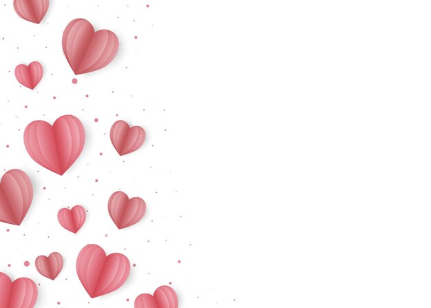 Feliz tarjeta de felicitación del Día de San Valentín con corazón en estilo de corte de papel folleto de amor rosa plantilla vectorial.