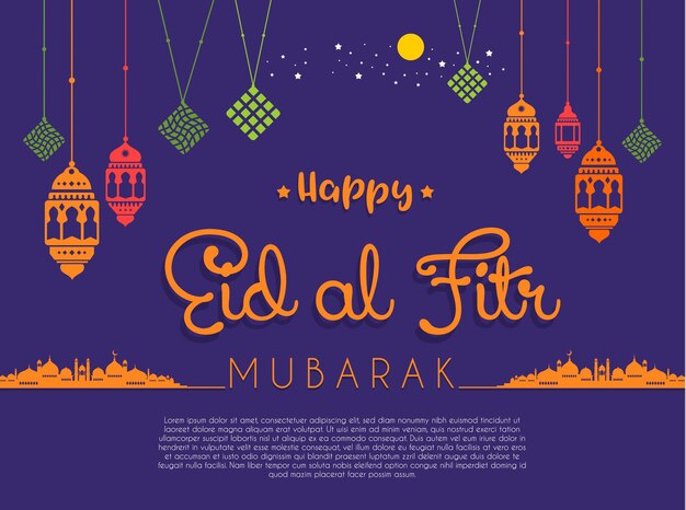 Feliz tarjeta de felicitación de Eid Mubarak