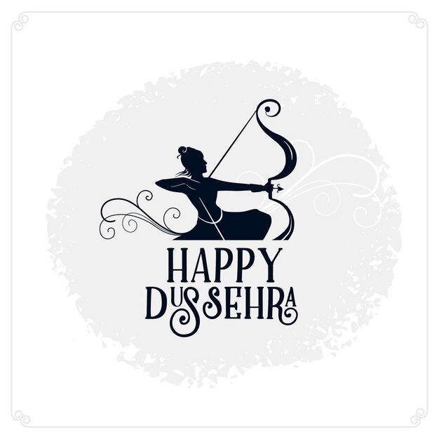 Feliz tarjeta del festival dussehra con lord rama sosteniendo arco y flecha