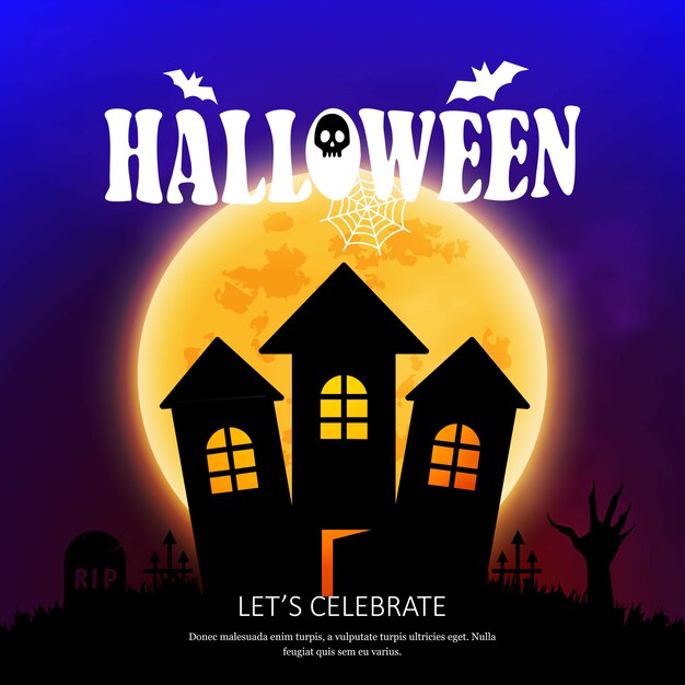 Feliz tarjeta de invitación de Halloween con vector de diseño creativo