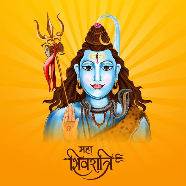 Feliz tarjeta Maha Shivratri con Trisulam un diseño de festival hindú