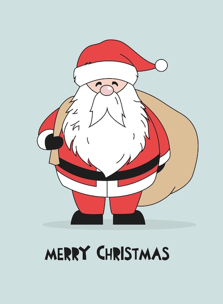 Vector gratuito feliz tarjeta de navidad con papá noel