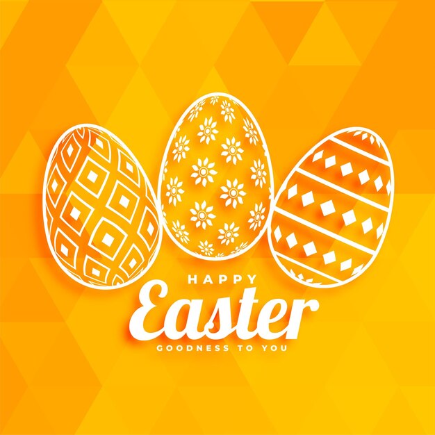 Feliz tarjeta plana de pascua con huevos decorativos