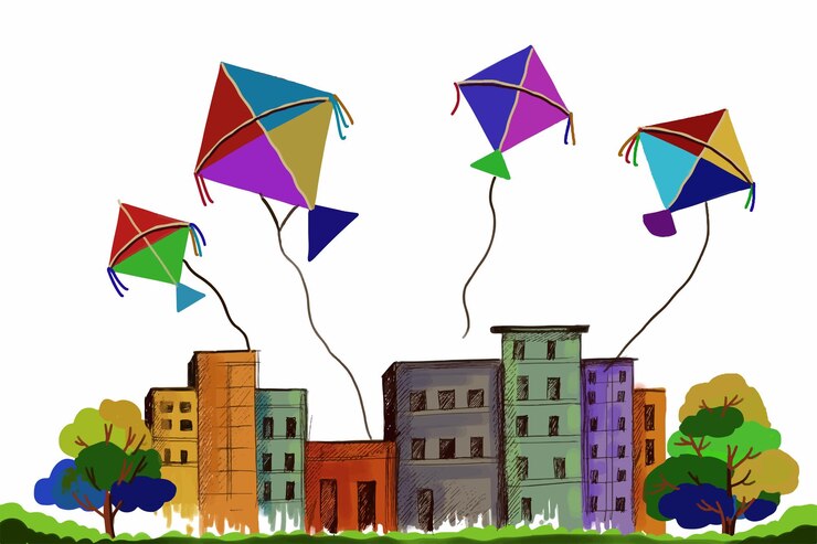 Vector gratuito feliz vacaciones de makar sankranti en la india