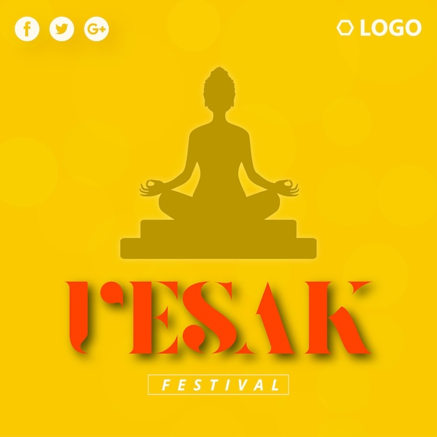 Feliz Vesak Saludos Fondo Amarillo Banner Diseño Redes Sociales