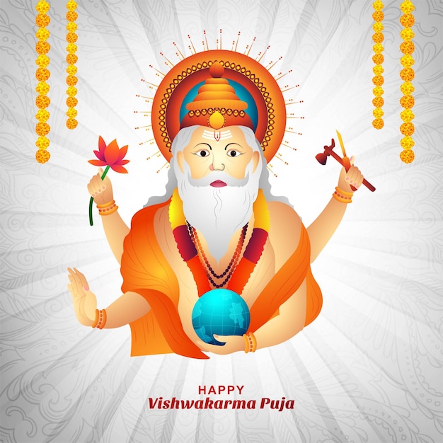 Vector gratuito feliz vishwakarma puja ilustración vacaciones tarjeta fondo