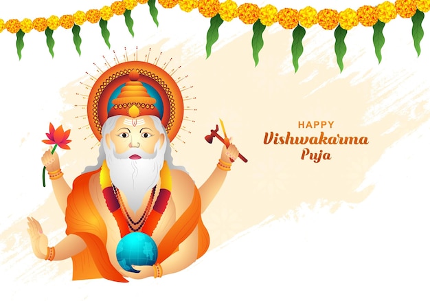 Vector gratuito feliz vishwakarma puja ilustración vacaciones tarjeta fondo