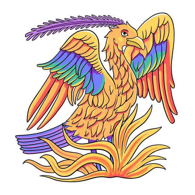 Fénix dibujado a mano hermoso