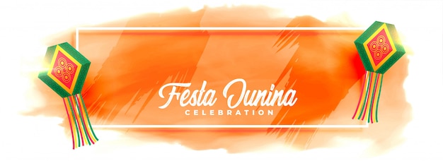 Vector gratuito festa junina celebración lámparas acuarela banner