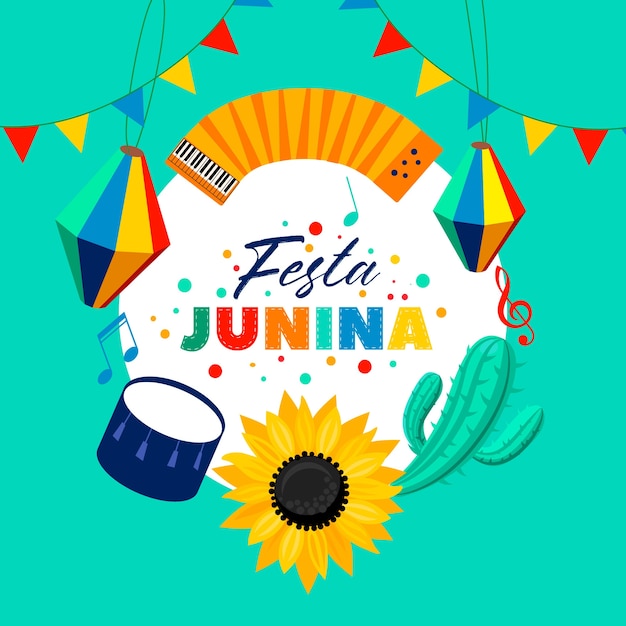 Vector gratuito festa junina en diseño plano