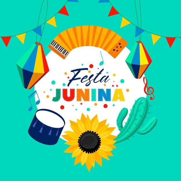Festa junina en diseño plano