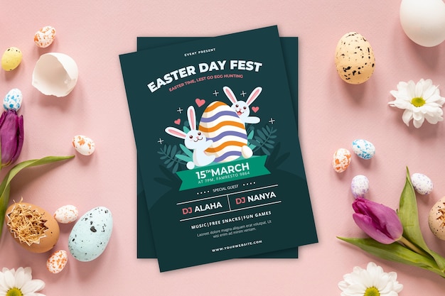 Festival de carteles de fiesta de caza de huevos de Pascua