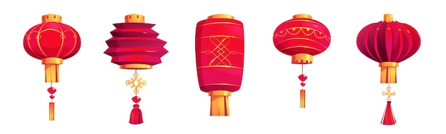 Vector gratuito festival chino linternas rojas lámparas de papel asiáticas