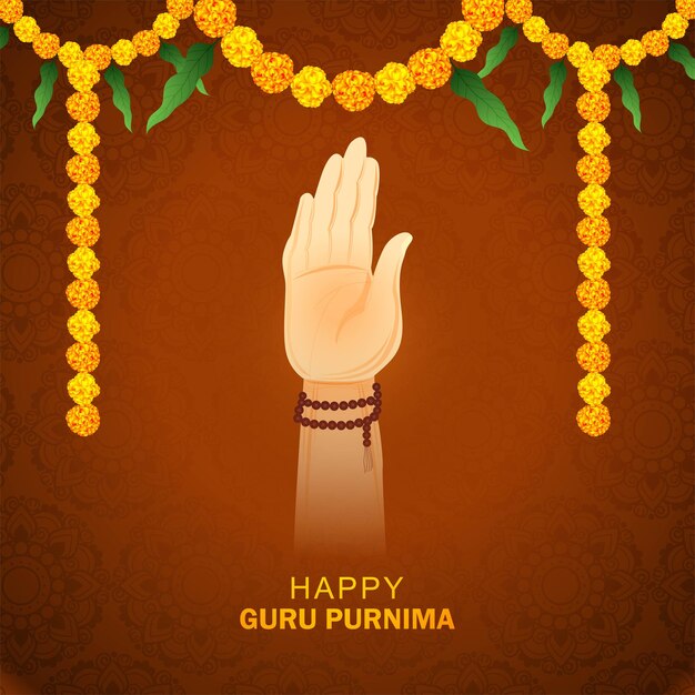 El festival Guru purnima en la mano del gurú bendice a su fondo shishya