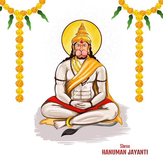 Vector gratuito el festival de hanuman jayanti de la india el fondo de la tarjeta de celebración