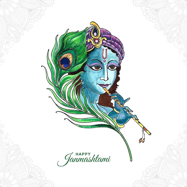 Vector gratuito festival hindú hindú de janmashtami fondo de tarjeta de celebración