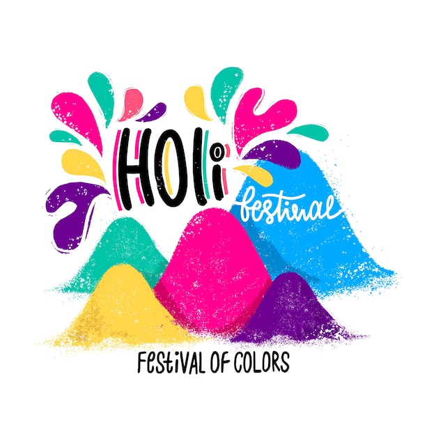 Festival holi dibujado a mano