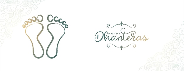 festival indio feliz dhanteras adoración banner con vector de diseño de pies de diosa