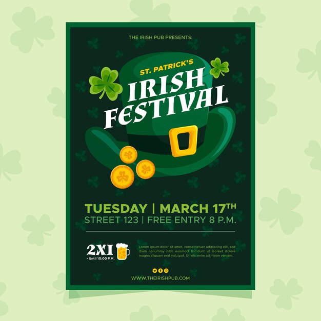 Festival irlandés st. cartel del día de patricio