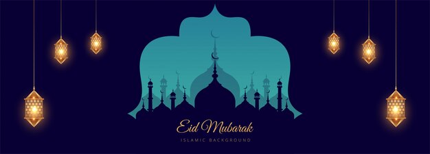 Festival islámico eid mubarak banner