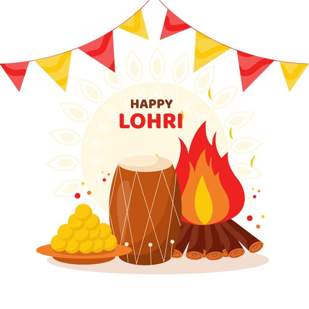 Festival de lohri de diseño plano