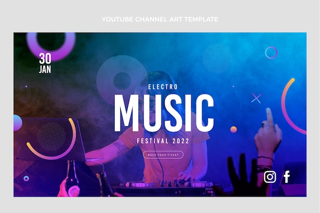 Vector gratuito festival de música degradado canal de youtube arte