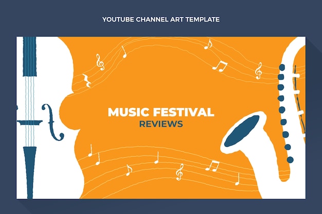 Vector gratuito festival de música de diseño plano canal de youtube art