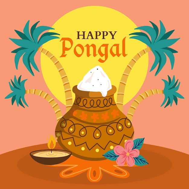 Festival pongal dibujado a mano