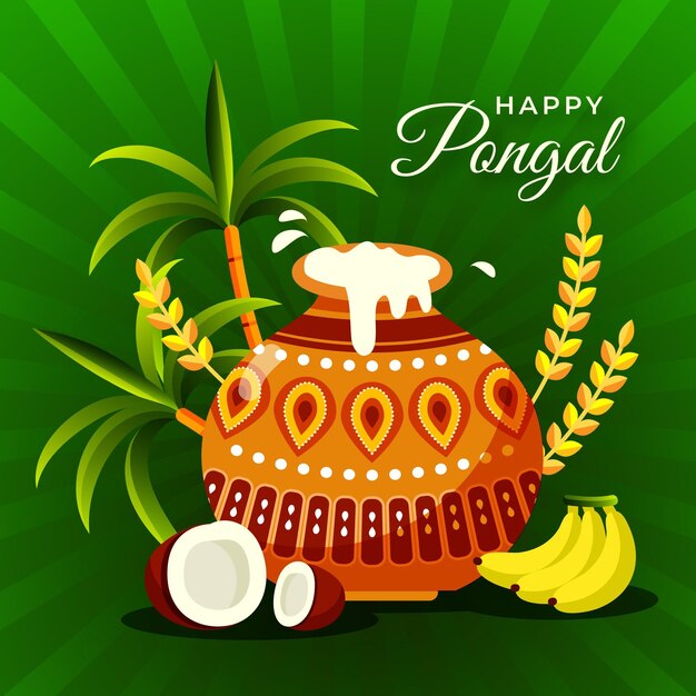 Vector gratuito festival pongal de diseño plano