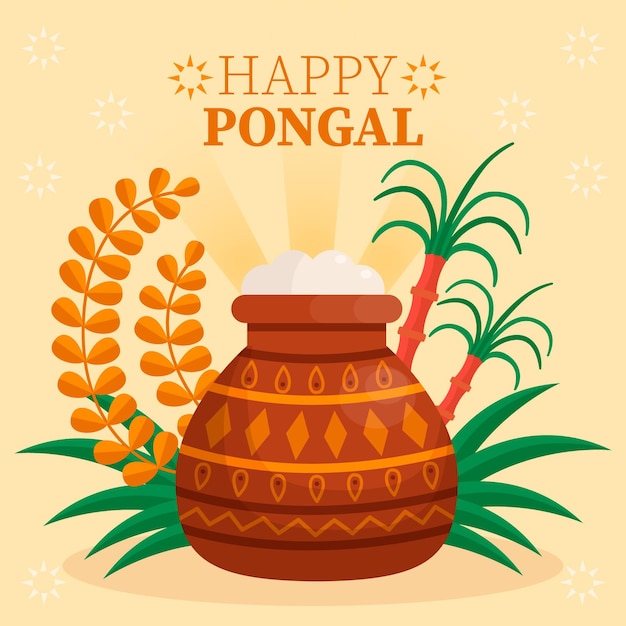 Vector gratuito festival pongal de diseño plano