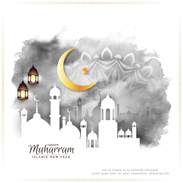 Festival religioso Happy Muharram y vector de fondo de año nuevo islámico