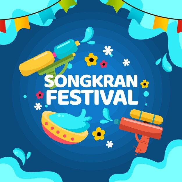 Festival Songkran con guirnaldas