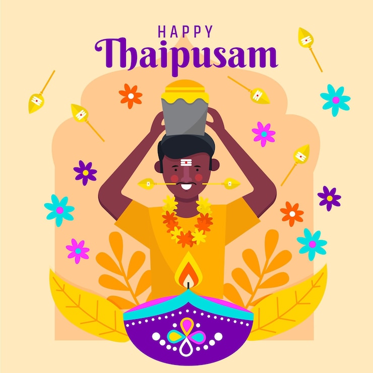 Vector gratuito festival thaipusam de diseño plano
